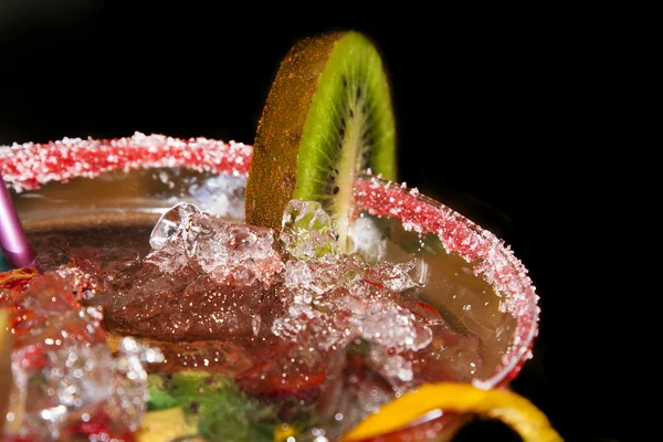 Fresh cocktail over black background — Stock Photo, Image