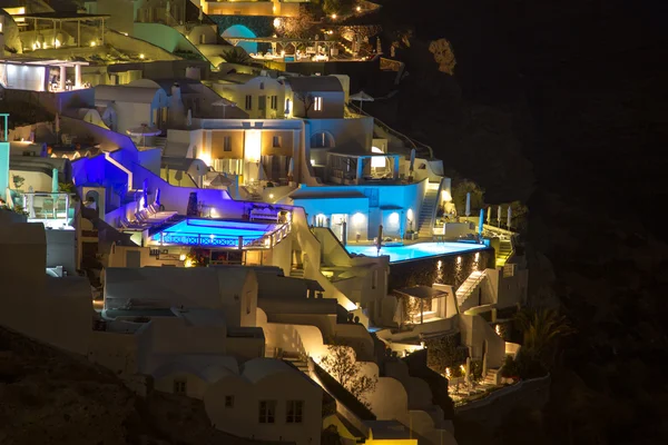 The village of Oia at night on the island of Santorini — Stock Photo, Image