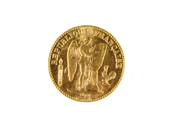 French gold coin isolated — Stock Photo, Image