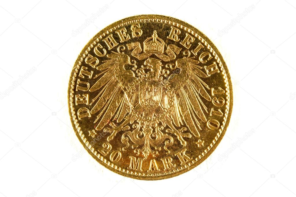 German gold coin isolated