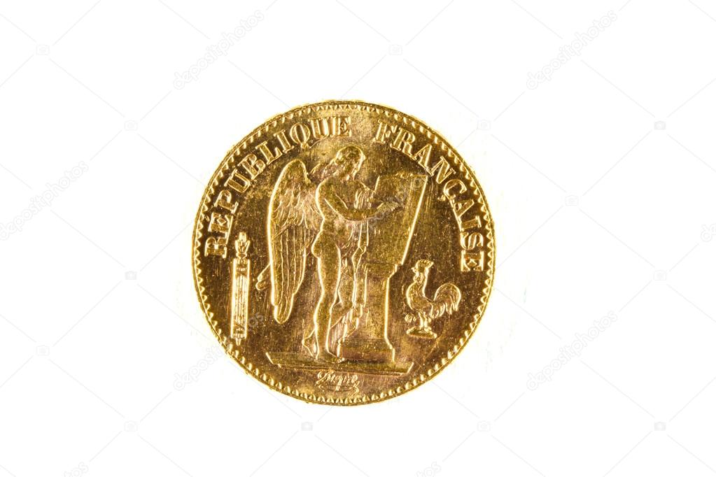French gold coin isolated