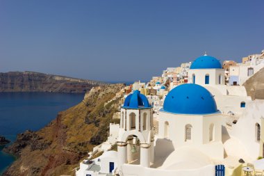 Santorini - kilise ile caldera view