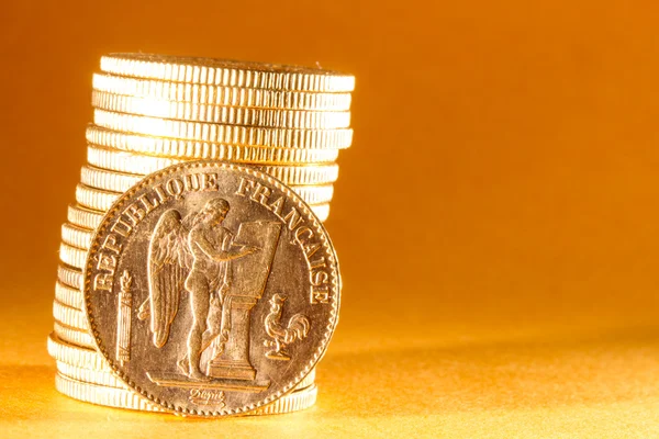 Zwanzig französische Francs Münzen — Stockfoto