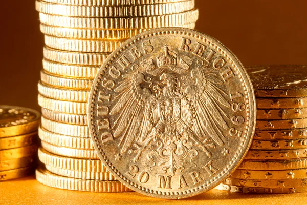 Twenty Deutsch Mark coins — Stock Photo, Image