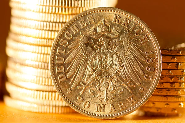 Twenty Deutsch Mark coins — Stock Photo, Image