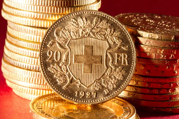 Veinte francos suizos monedas —  Fotos de Stock