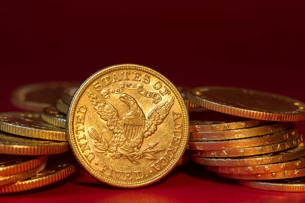Öt dollár arany érme — Stock Fotó