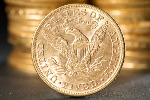 Five Dollars gold coins — Stock Photo, Image