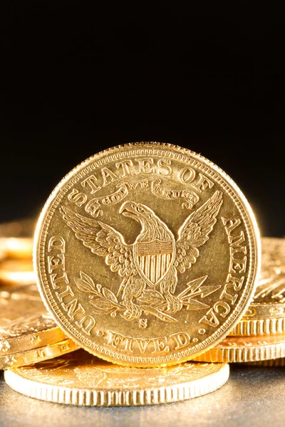 Five Dollars gold coins — Stock Photo, Image