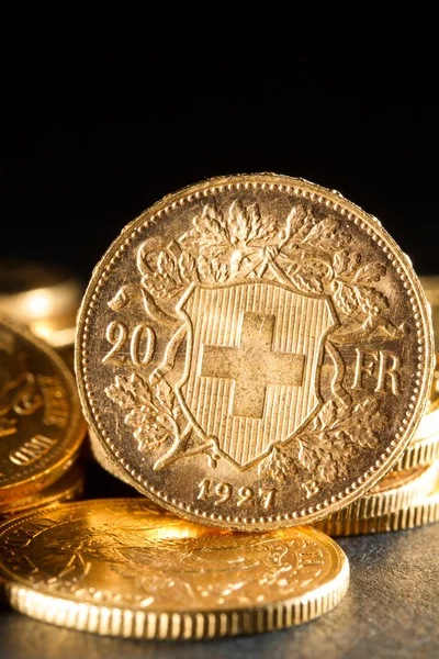 Twenty Swiss Francs coins — Stock Photo, Image