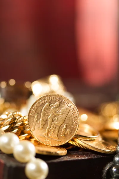 Veinte francos franceses monedas — Foto de Stock