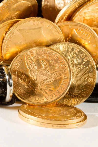 Five Dollars gold coins — Stock Photo, Image