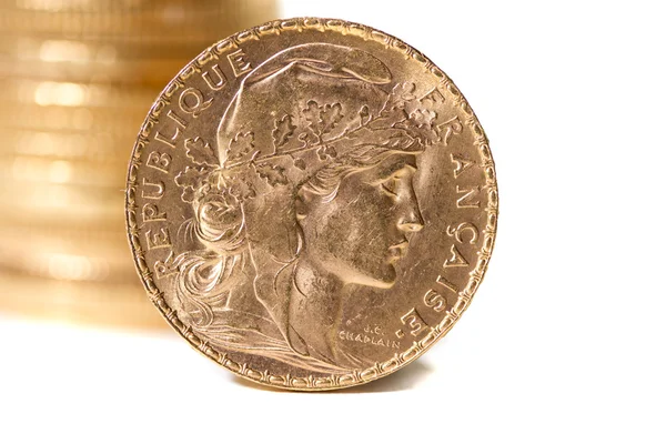 Zwanzig französische Francs Münzen — Stockfoto