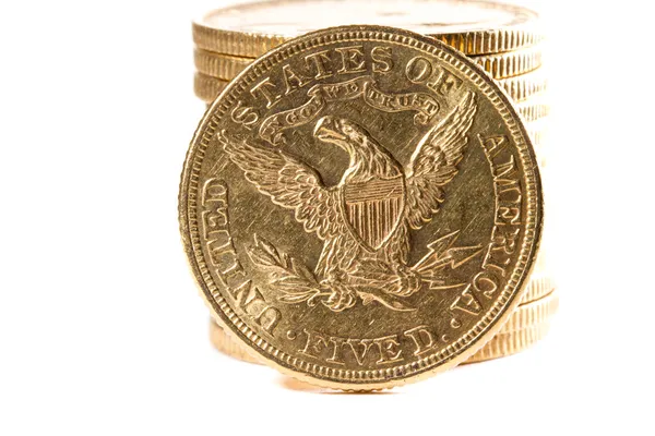 Five Dollars gold coins — Stock Photo, Image