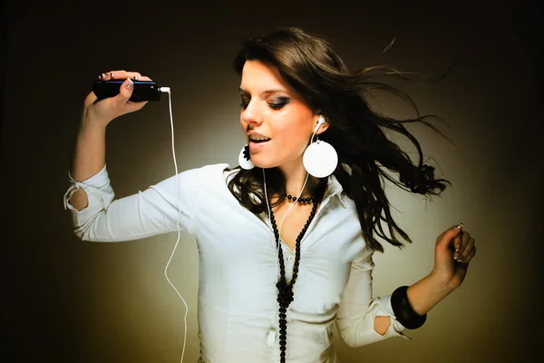 Beautiful Girl and music — Stock Photo, Image