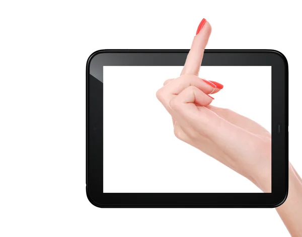 Frauenhand mit Tablette — Stockfoto