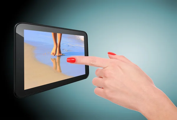 Woman hand with tablet — Stock Photo, Image