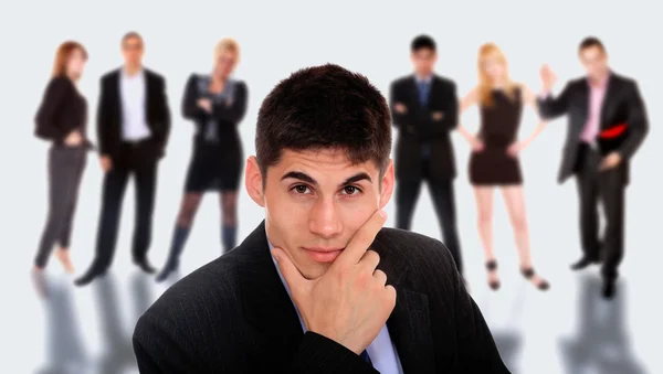 Business leader standing in front of his team — Stock Photo, Image