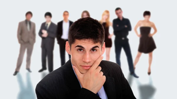 Business leader standing in front of his team — Stock Photo, Image