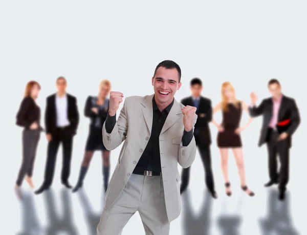 Business leader standing in front of his team Stock Picture