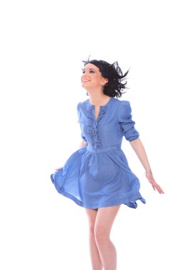 Woman in blue dress clipart