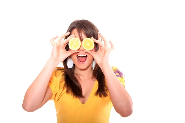 A pretty young woman with lemon — Stock Photo, Image