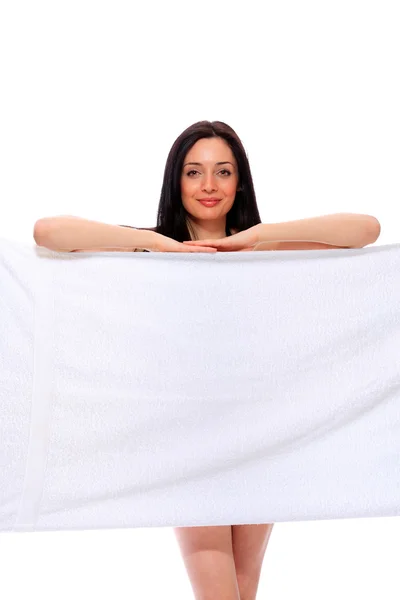 Kobieta pod ręcznik — Zdjęcie stockowe