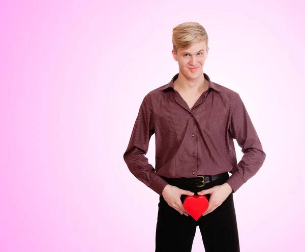 Young man with a gift box — Stock Photo, Image