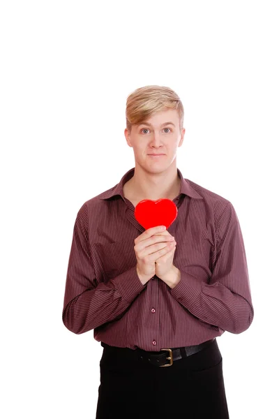 Young man with a gift box — Stock Photo, Image