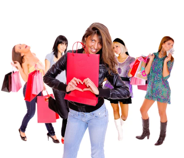 작은 그룹 쇼핑 소녀 — 스톡 사진