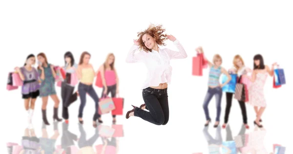 Groups of shopping girls — Stock Photo, Image