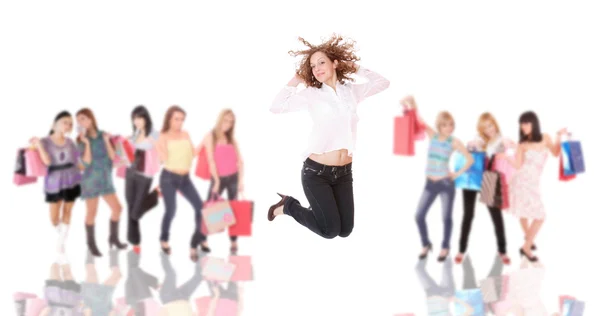 Grupos de meninas de compras — Fotografia de Stock