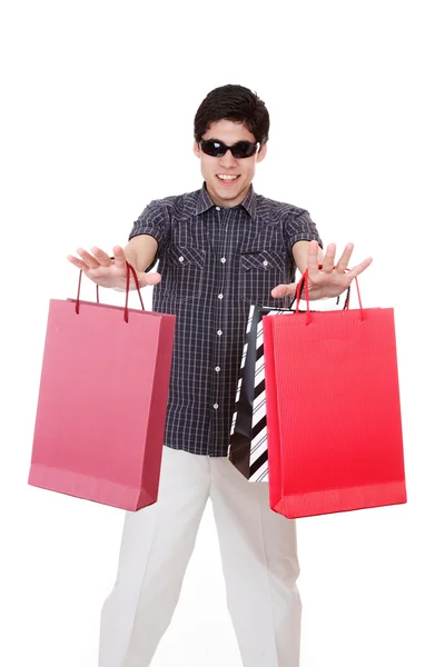 Lycklig shopping man — Stockfoto