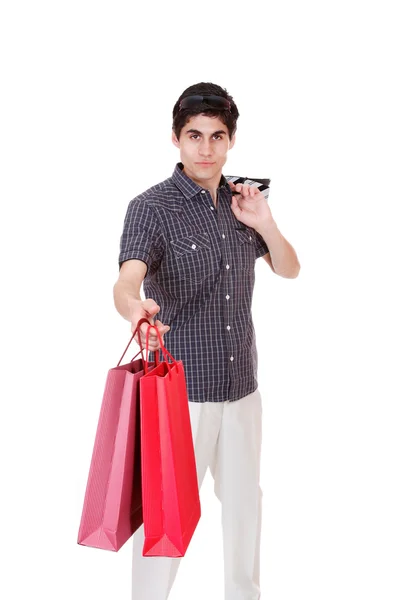 Lycklig shopping man — Stockfoto