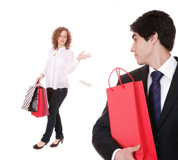 Couple with shopping bags Stock Photo