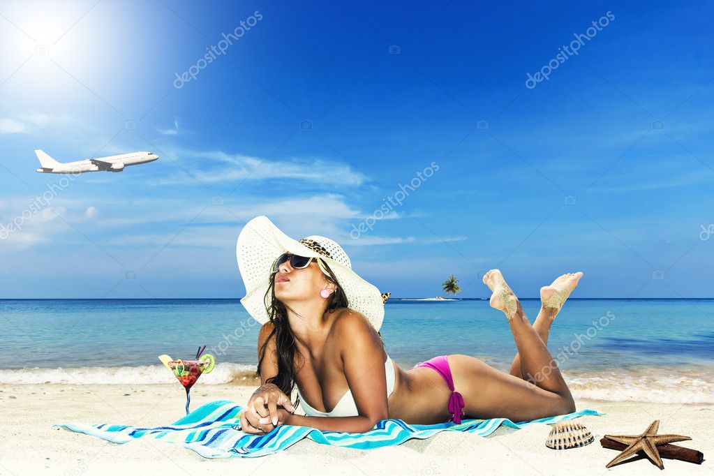 Beautiful woman on the beach.