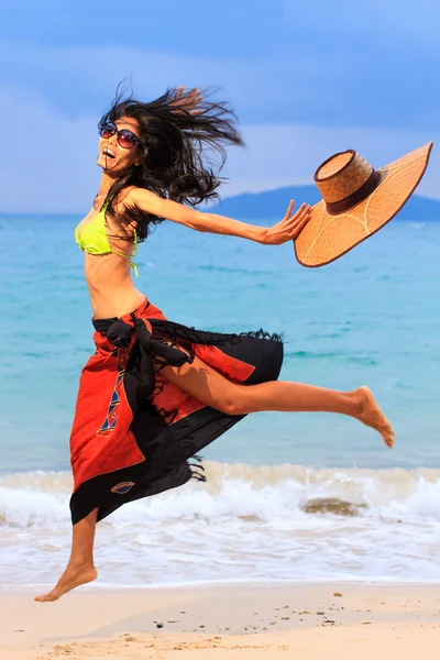 Asian model on the beach — Stock Photo, Image
