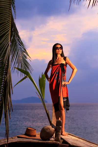 Asian model on the beach — Stock Photo, Image