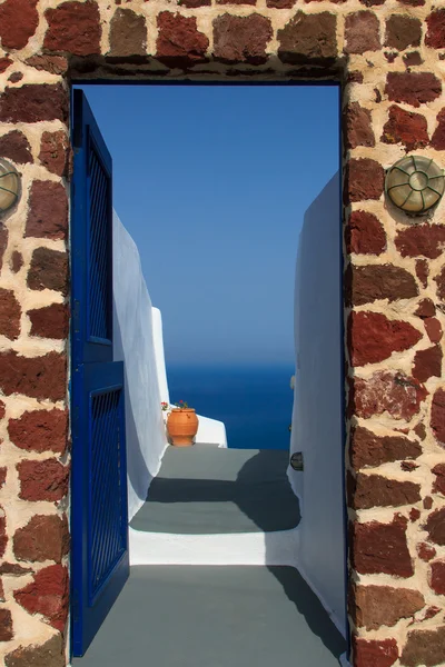 Visa på oia i santorini — Stockfoto