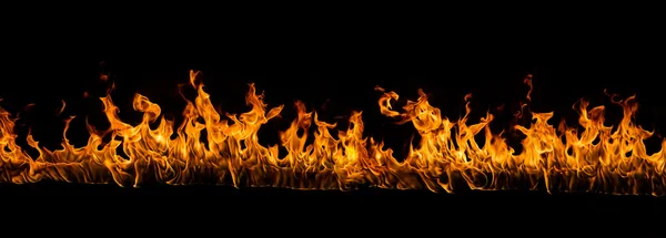 Blazing flames on black background — Stock Photo, Image