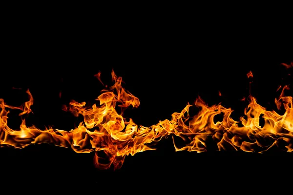 Blazing flames on black background — Stock Photo, Image