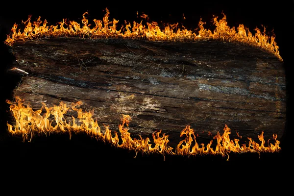 Placa de madeira ardente — Fotografia de Stock