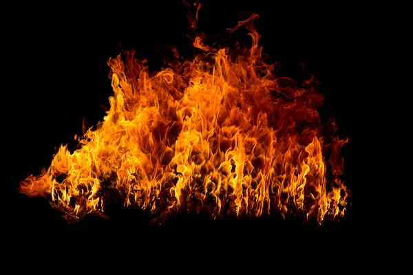 Blazing flames on black — Stock Photo, Image