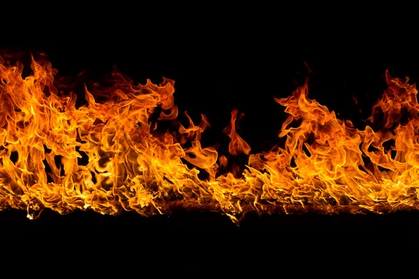 Blazing flames on black — Stock Photo, Image