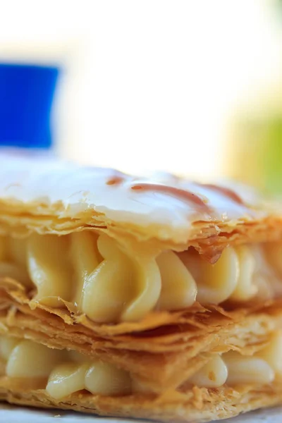 Sobremesa de bolo de creme de baunilha — Fotografia de Stock