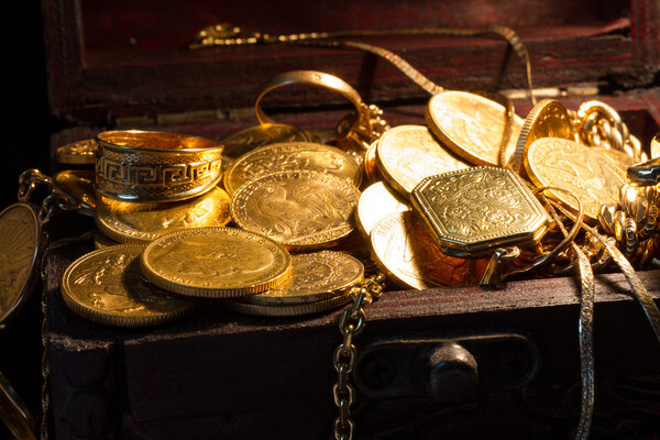 Jewels and gold coins