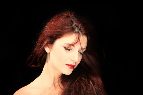 Rude włosy kobieta portret — Zdjęcie stockowe