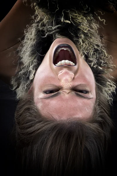 Mujer vampiro sobre fondo gris — Foto de Stock