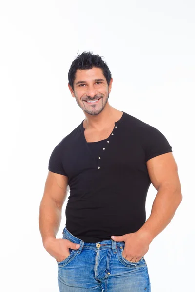 Portrait of model in t-shirt and jeans — Stock Photo, Image