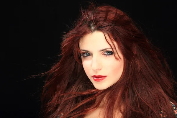 Beautiful long hair red hair woman portrait — Stock Photo, Image